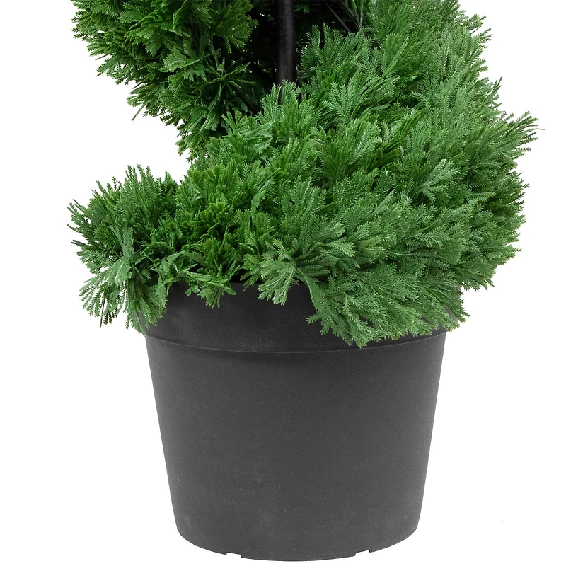 5ft. Unlit Artificial Cedar Spiral Topiary Tree in Black Pot
