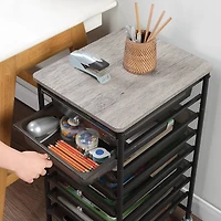 SunnyPoint Wooden Top Compact Rolling Storage 8 Drawers Organizer Mobile Utility Cart