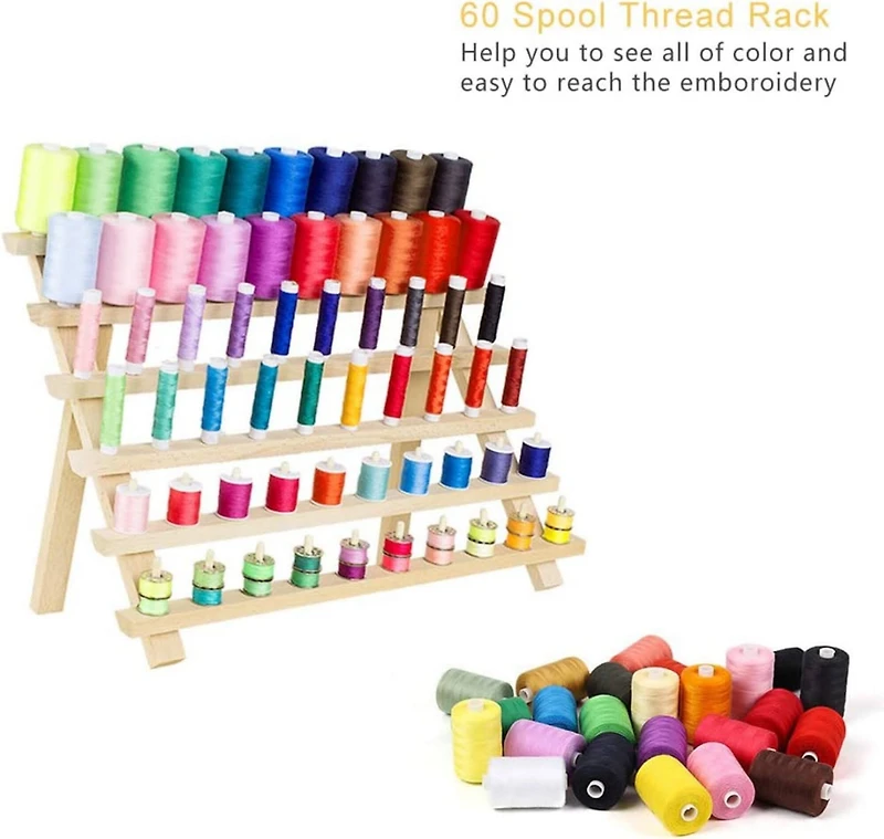 NEX™ Natural 60-Spool Wooden Sewing Thread Organizer Rack, 2ct.