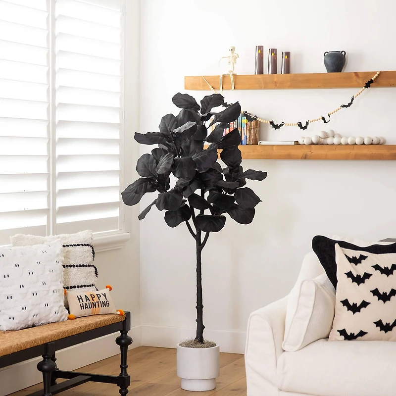 5ft. Artificial Halloween Black Fiddle Leaf Tree