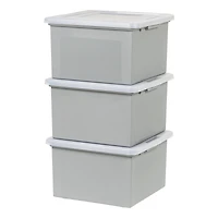 IRIS Gray Snap Tight Plastic Letter & Legal File Organizer Box, 3ct.