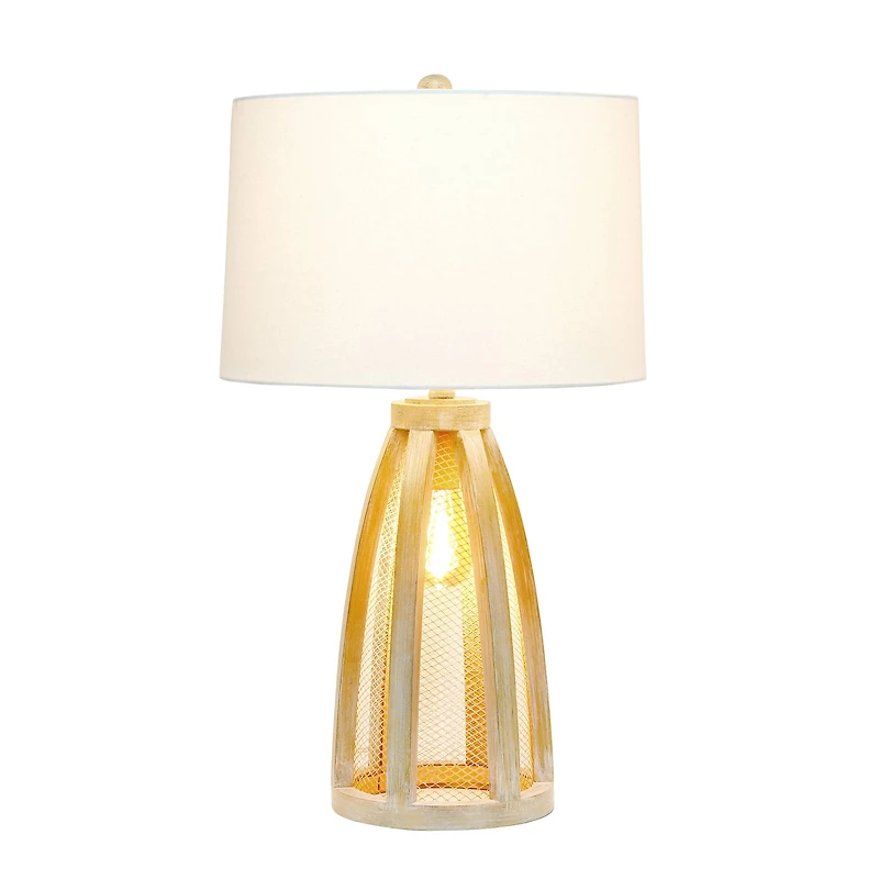 Lalia Home 29" Wooded Arch Table Lamp with White Fabric Shade
