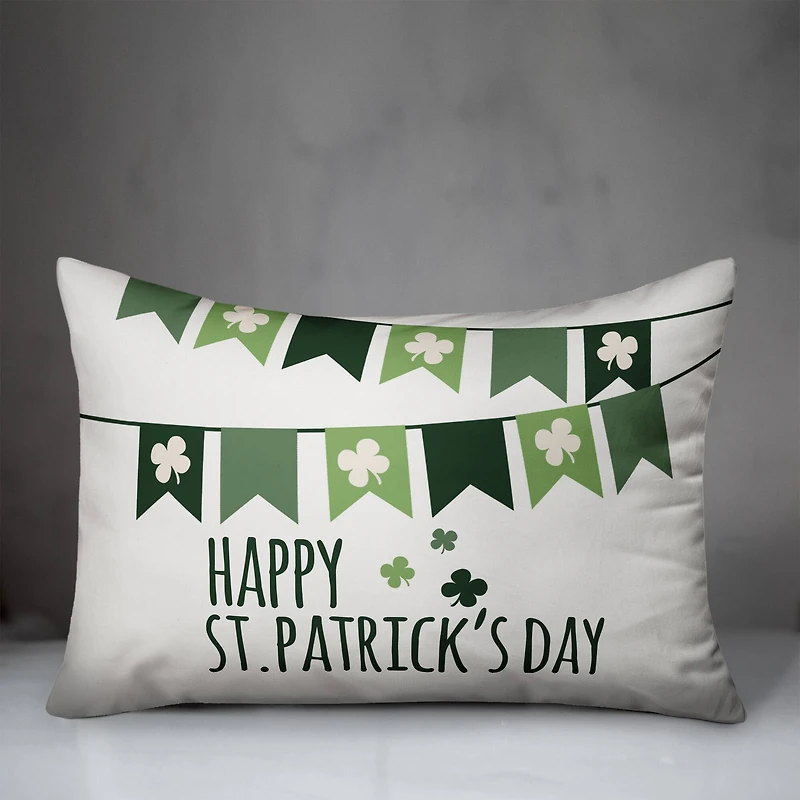 Happy St Pats Banner 14" x 20" Throw Pillow