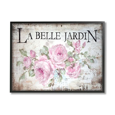 Stupell Industries La Belle Jardin Vintage Parisian Advertisement Pink Roses Framed Wall Art
