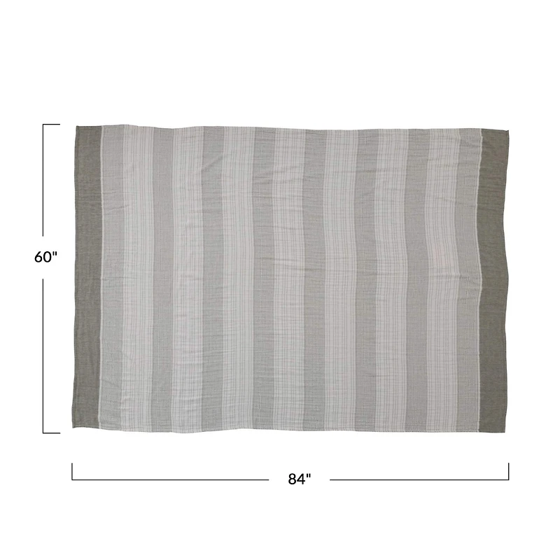 Hello Honey® 84" Cream & Olive Cotton Double Cloth Tablecloth