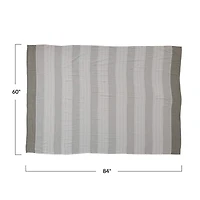 Hello Honey® 84" Cream & Olive Cotton Double Cloth Tablecloth