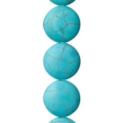 12 Pack:  Turquoise Dyed Howlite Lentil Beads, 20mm by Bead Landing™