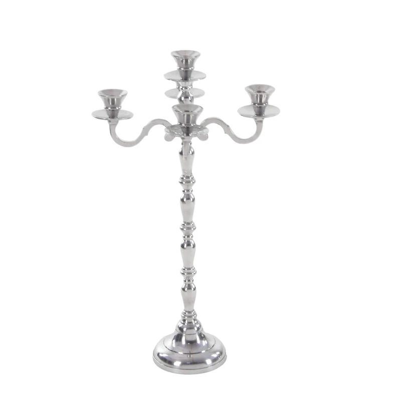 Silver Metal Traditional Candlestick Holders, 23" x 10" x 10"