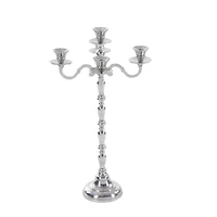 Silver Metal Traditional Candlestick Holders, 23" x 10" x 10"
