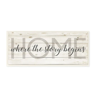 Stupell Industries Story Begins Family Home Inspirational Word Textured Wood Design Wood Wall Plaque