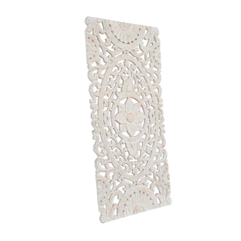 White Wood Traditional Wall Decor, 48" x 24"