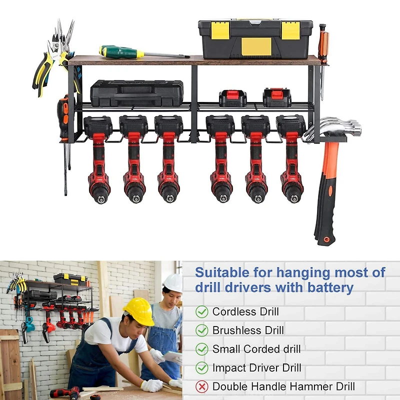 NEX™ 29" Wood Grain Power Tool Organizer Wall Shelf