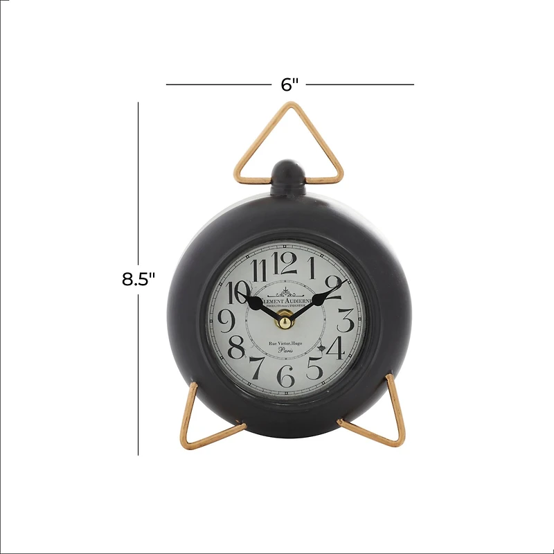 9" Black Metal Farmhouse Table Clock