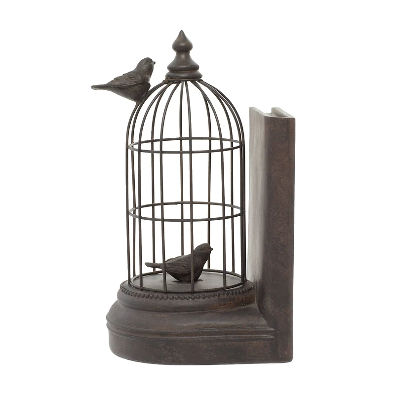 Black Metal Farmhouse Birdcage Bookends Set