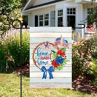 Home Sweet Home Patriotic Americana Wreath Outdoor Garden Flag, 12.5" x 18"