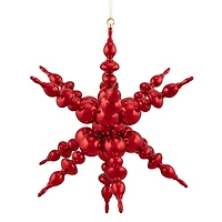24" Shiny Red 3D Sunburst Snowflake Commercial Ornament