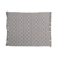 Hello Honey® Gray Recycled Cotton Jacquard Throw Blanket with Fringe
