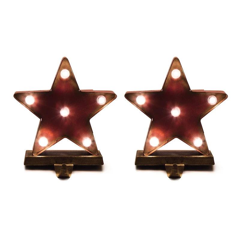 Glitzhome® 7.5" Marquee LED Star Stocking Holder, 2ct.