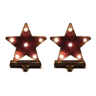 Glitzhome® 7.5" Marquee LED Star Stocking Holder, 2ct.