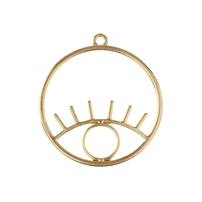 John Bead Beadwork Findings Gold Circle with Eye Pendant, 5ct.