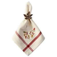 DII® Natural Embroidered Fall Leaves Bordered Napkins, 6ct.