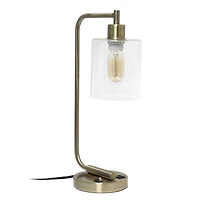 Lalia Home 18.8" Antique Brass Modern Iron Desk Lamp with USB Ports
