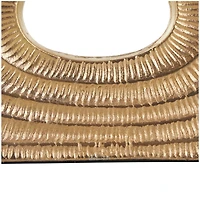 10" Gold Aluminum Geometric Circular Vase with Linear Etchings