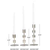 Silver Aluminum Floating Block Abstract Candle Holder with Rounded Base Set