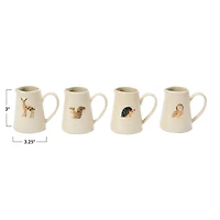 Hello Honey® 3" Hand-Painted & Embossed Forest Animal Ceramic Pitcher Mugs, 4ct.