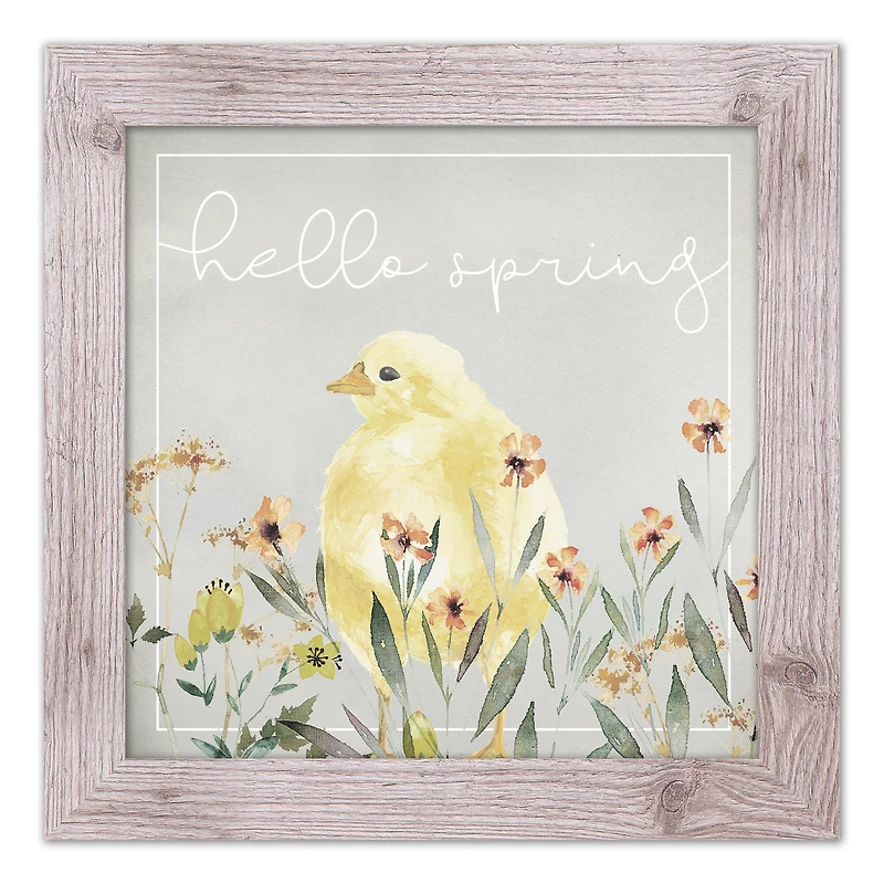 Hello Spring Chick 2 16" x 16" Western White Framed Print