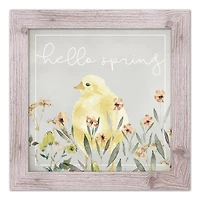 Hello Spring Chick 2 16" x 16" Western White Framed Print