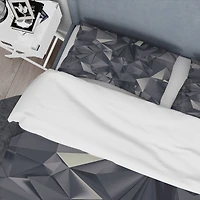 Designart 'Geometric Triangular Shades of Black' Modern & Contemporary Bedding Set - Duvet Cover & Shams