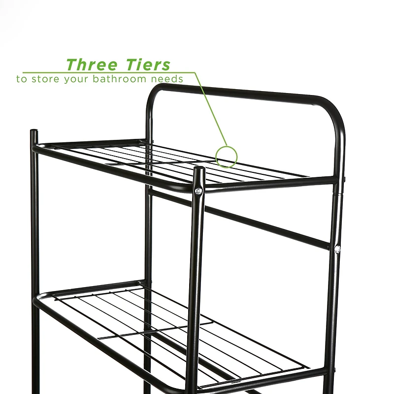 Mind Reader Black 3-Tier Over the Toilet Rack