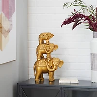 17" Gold Glam Stacked Elephant Sculpture