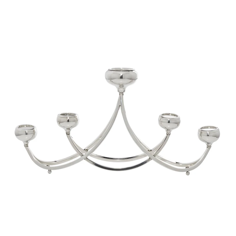 Silver Stainless Steel Candlestick Holders, 15x28x5"