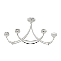 Silver Stainless Steel Candlestick Holders, 15x28x5"