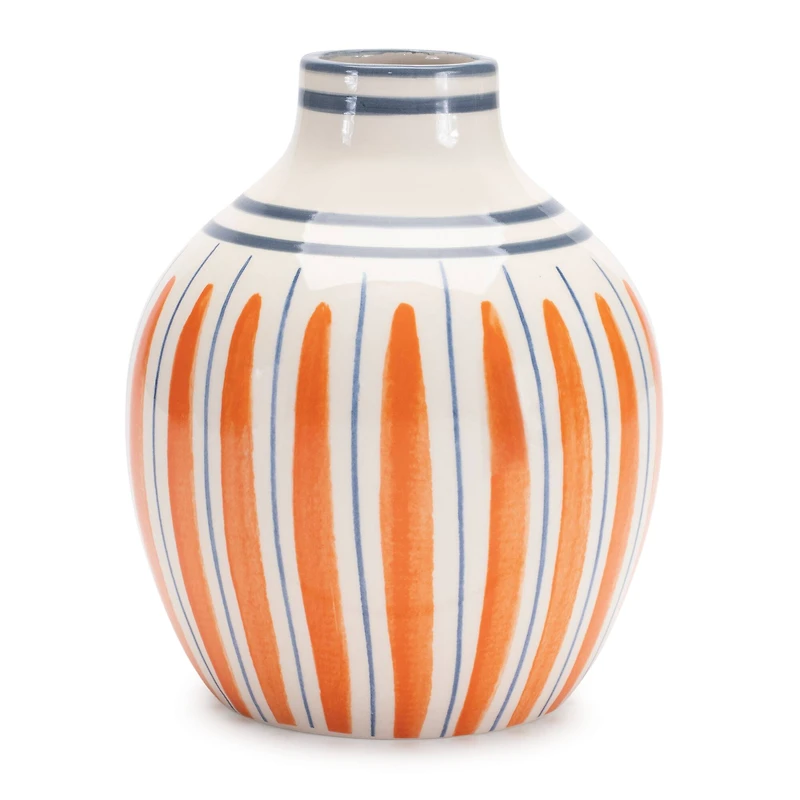 Orange Multi-Striped Stone Vase Set