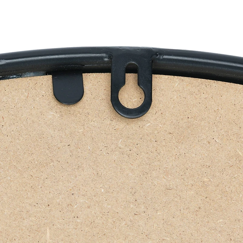 Hello Honey® Modern Round Metal Framed Wall Mirror with Shelf