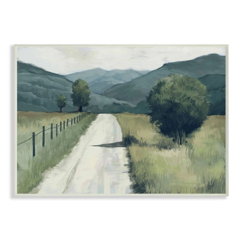 Stupell Industries Green & Blue Farmland Fields Landscape Painting Design Wall Plaque