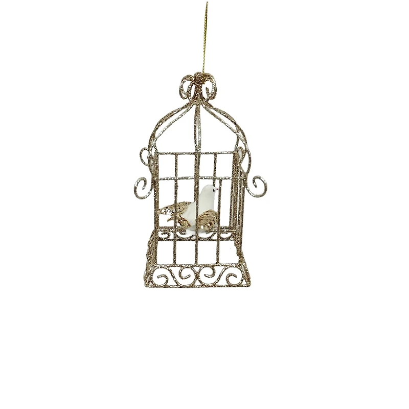 5.75" Gold Glitter Bird Cage Ornament by Ashland®