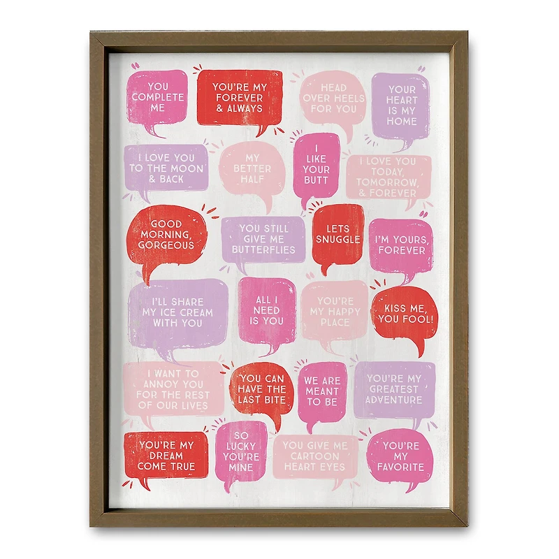 Valentines Love Phrases Framed Print