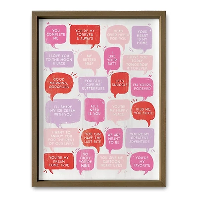 Valentines Love Phrases Framed Print
