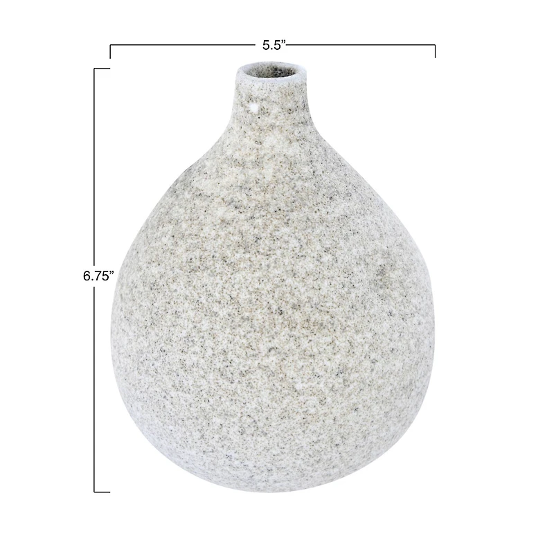 Hello Honey® White 6.7" Small Textured Terracotta Vase with Narrow Top