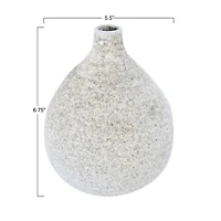 Hello Honey® White 6.7" Small Textured Terracotta Vase with Narrow Top