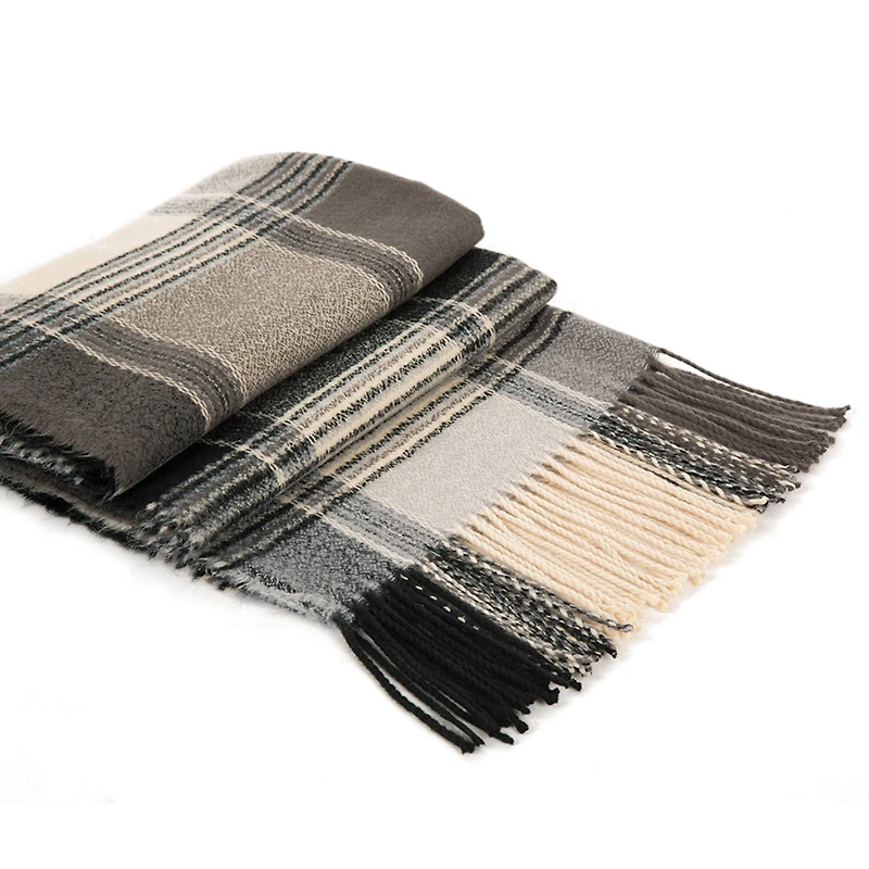 Glitzhome® Fashion Plaid Scarf with Tassels Set