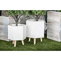 CosmoLiving by Cosmopolitan White Polystone Contemporary Planter Set