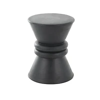 18" Black Wood Handmade Carved Hourglass Accent Table with 3D Ring Center