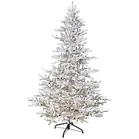 6.5ft. Pre-Lit Medium IPT Artificial Flocked Garden Christmas Tree, Warm White LED Lights