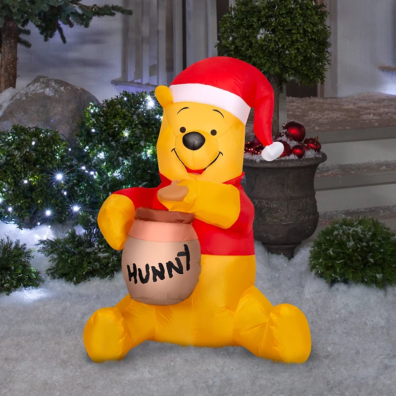 3ft. Airblown® Inflatable Christmas Winnie the Pooh in Santa Hat with Hunny Pot