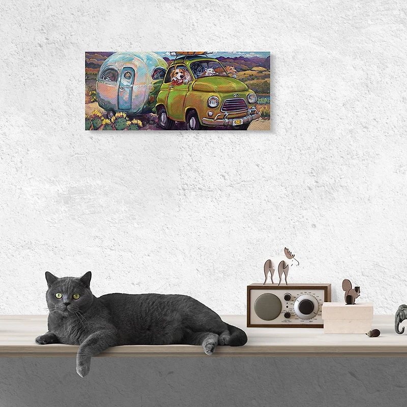 Stupell Industries Dogs Driving Camper Western Desert Adventure Canvas Wall Art